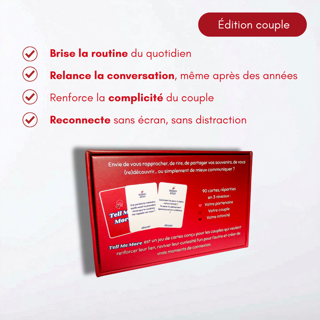 Tell Me More — Jeu de cartes pour couple | 90 questions pour se reconnecter