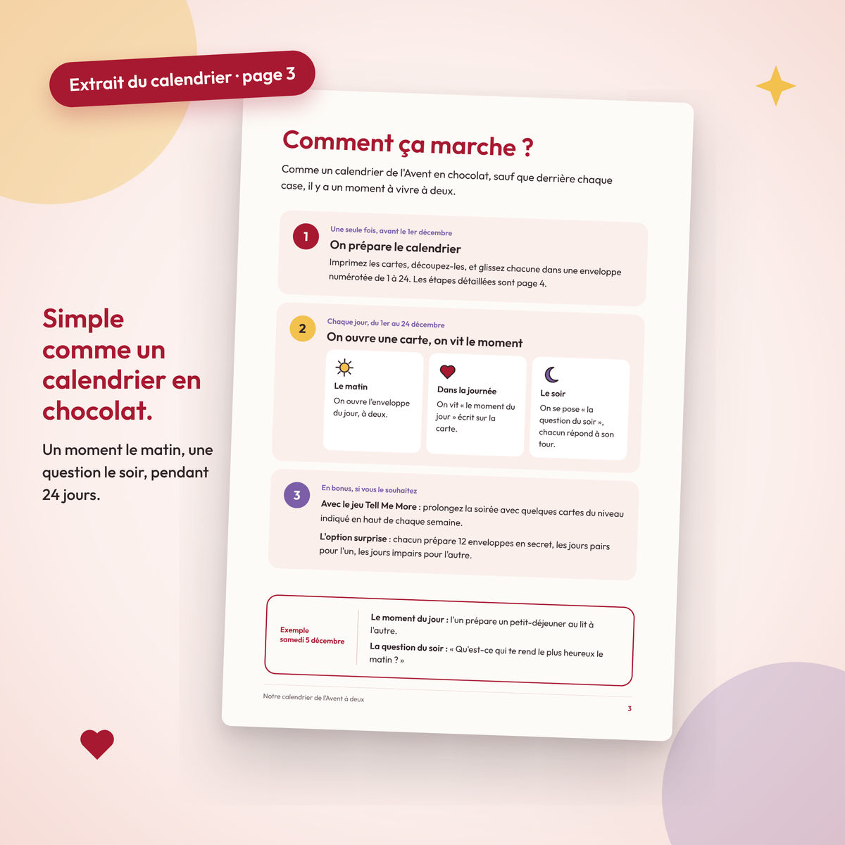 Notre calendrier de l'Avent à deux · 24 cartes à imprimer