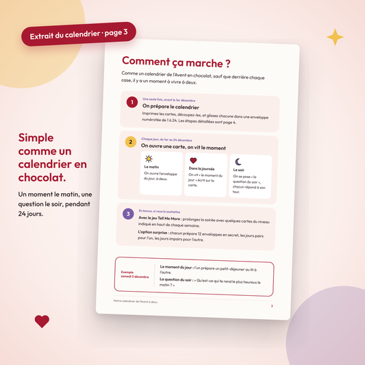 Notre calendrier de l'Avent à deux · 24 cartes à imprimer